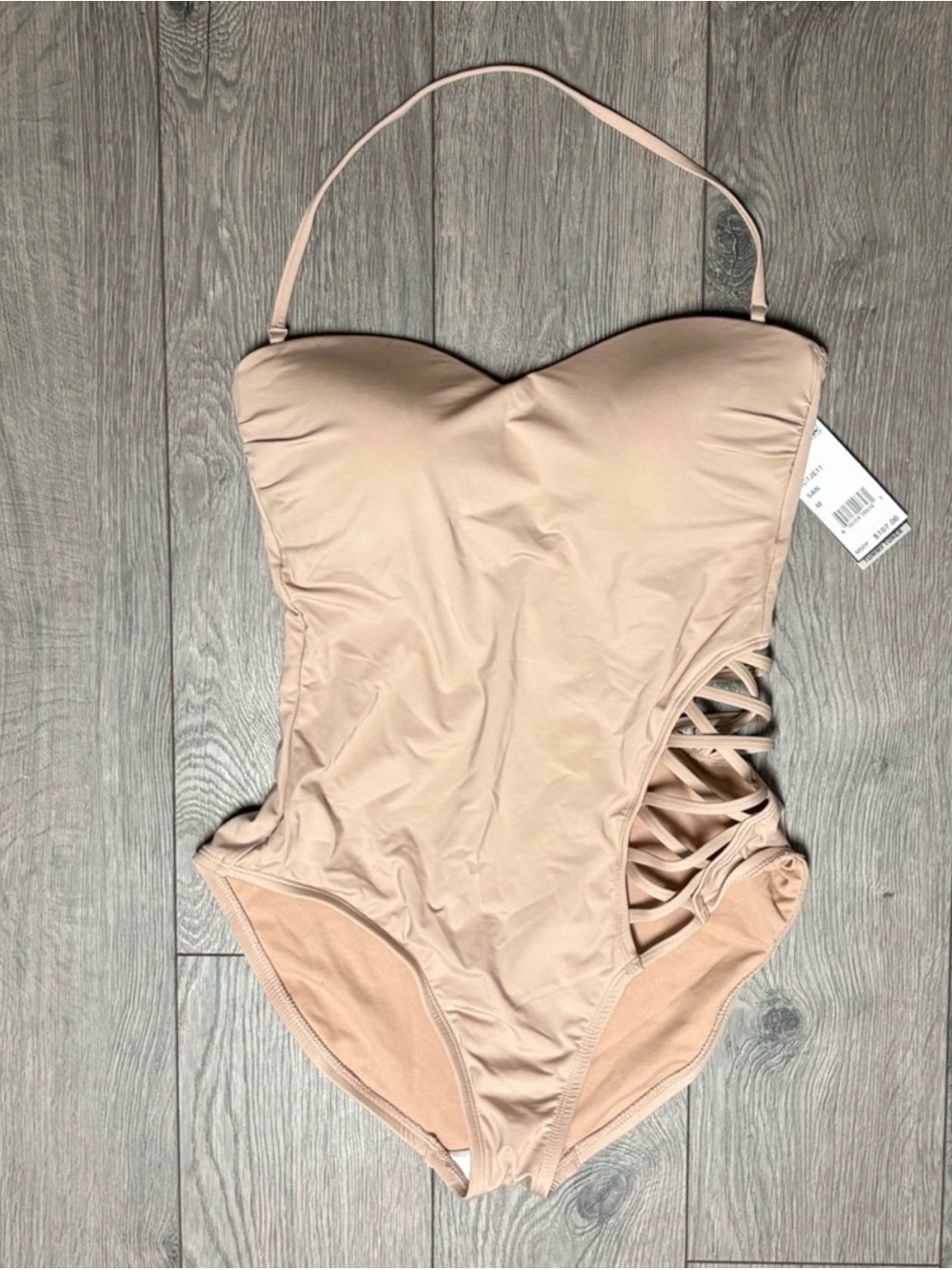Kenneth Cole Blush Strapless One-Piece with Side Lattice